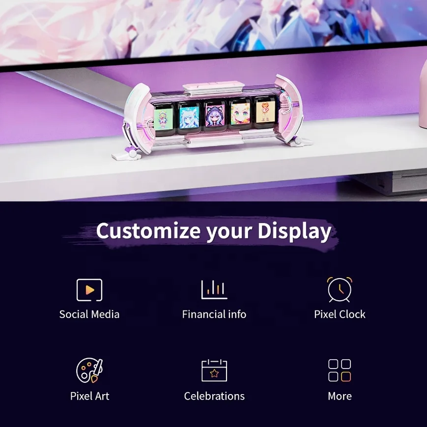 Divoom Times Gate IPS Clock RGB LED Display Cyberpunk Gaming Room Ornaments Smart APP Control Digital Clock