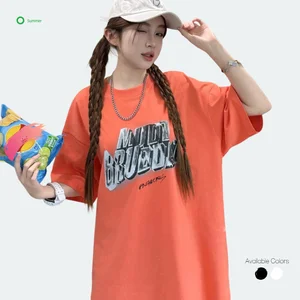 New Summer Unisex Crew-Neck Solid Printed Knitted Breathable Regular Sleeve Sporty Comfortable Loose Fit Garment Dyed