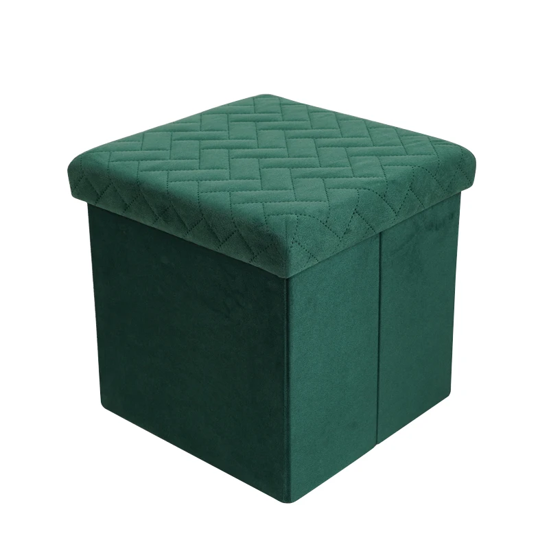 Modern Eco-Friendly Soft Foldable Fabric Large Capacity Storage Ottoman for Bedroom Living Room