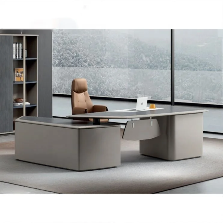 Sinonis Executive L Shaped Desk Commercial Office Desk Metal Legs