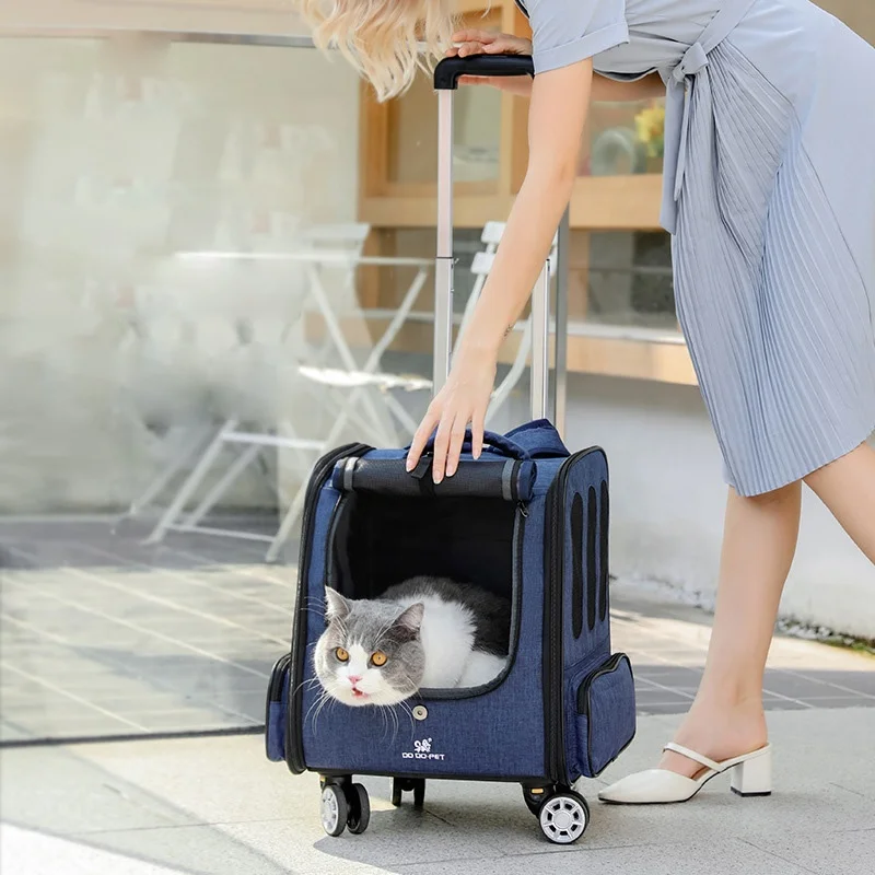 Mochila Transpirable Con Carrito Para Mascotas,Maletín Para Gatos Y Perros  - Buy Universal De Bolsa De Gato,Rod Bolsa De Mascotas,Gato Mochila Product  on Alibaba.com