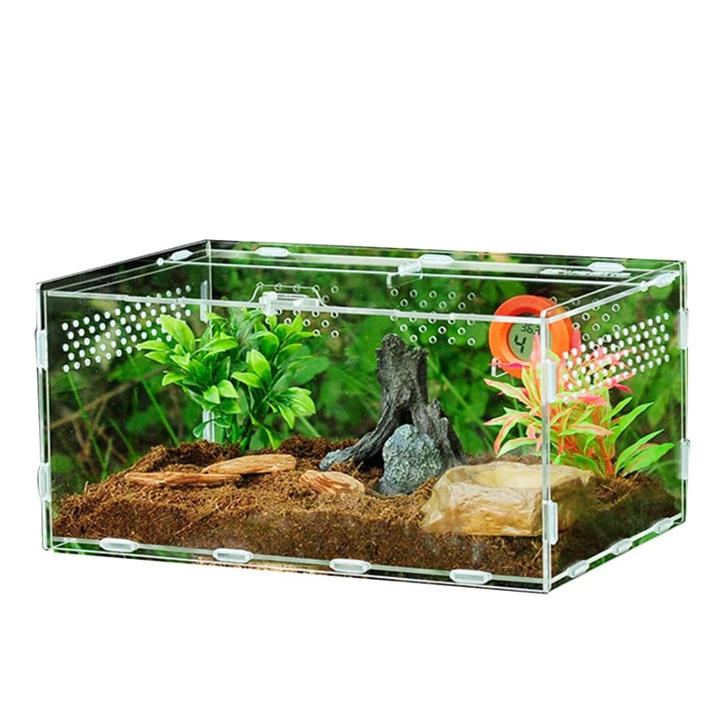 Plastic Acryl Snake Tarantula Enclosure Reptiles Feeding Plexiglass