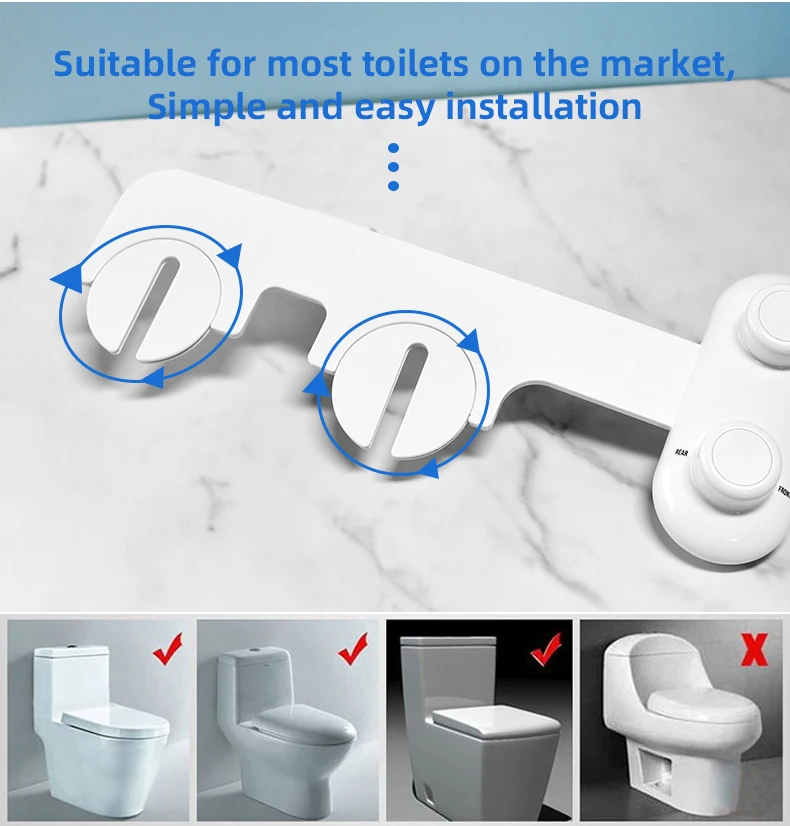 2023 New Ultra Slim Dual Knobs Bidet Toilet Seat Bathroom Nozzle Self ...