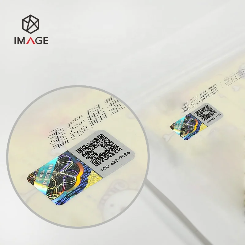 Custom QR Code Serial Number Hologram Sticker for Products Packaging Application