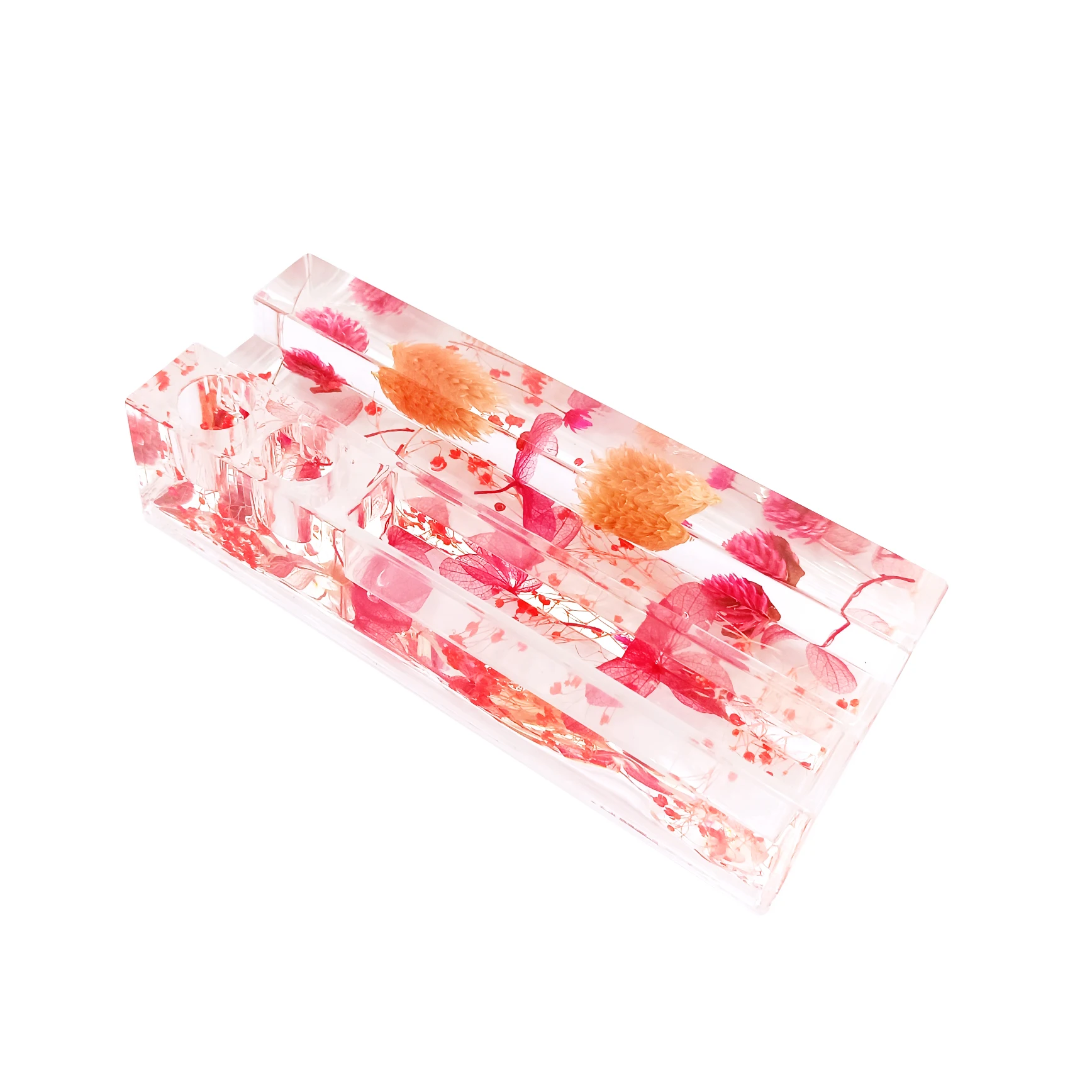 Держатель для телефона с сушеными цветами, Стильный Акриловый чехол для телефона, настольная подставка, офисные ручки, блокнот для записей и карт