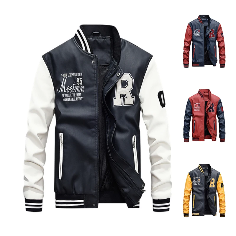 2024 New Arrive Solid PU High Quality Stand Collar Leather Jacket For Men_voghion.com