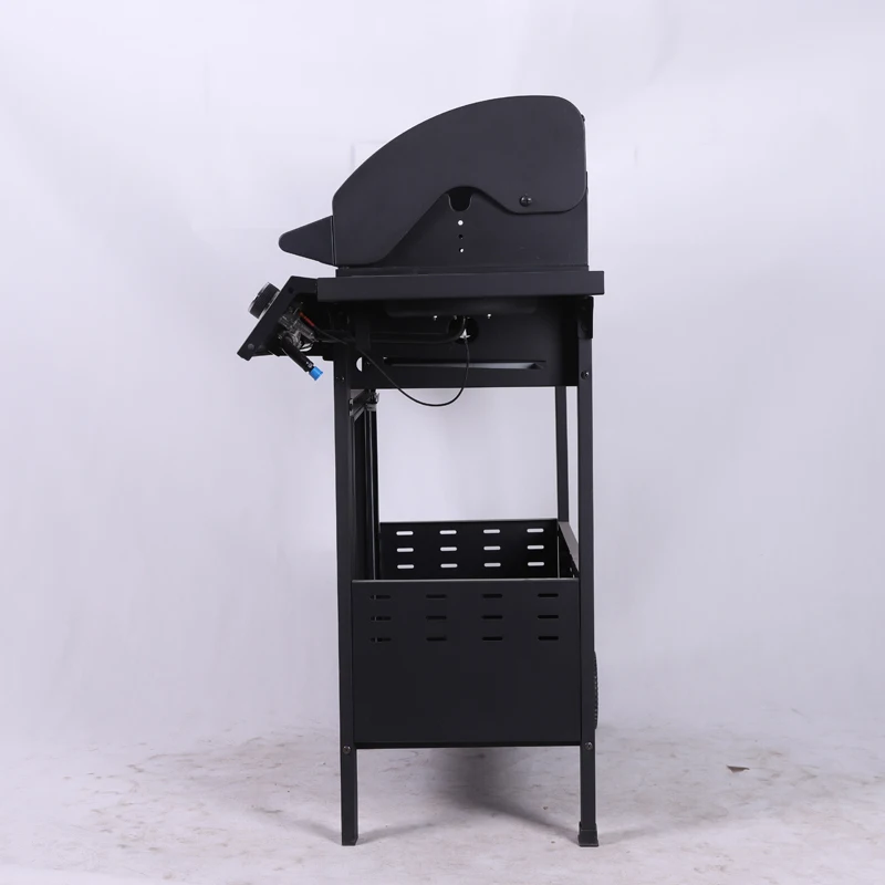 High-durability Type Cast Iron 5-head Bbq Trolley Smoker Lidded Gas Grill for Outdoor Camping supplier