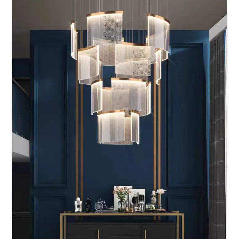 Moderne Noordse luxe LED-koepellamp grote spiraaltrap kroonluchter voor hoge plafonds gemakkelijk op te hangen middenmatige afmetingen