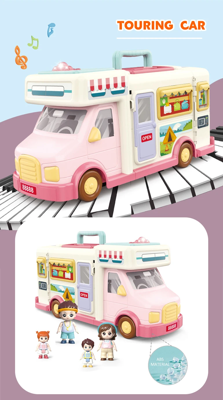 Chengji Toys Girls Pretend Play Sliding Touring Truck Plastic Miniature