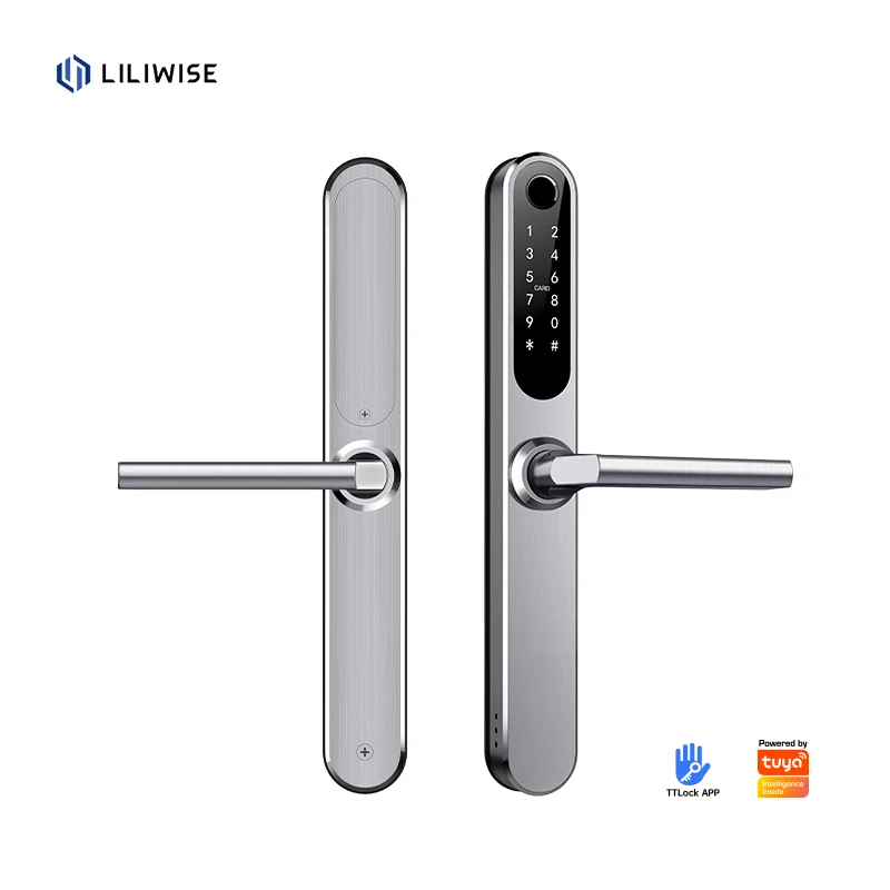 Liliwise Waterproof IP66 Outdoor Fingerprint Smart Door Lock Tuya APP TTLOCK BLE for Narrow Profile Aluminum Doors Wooden Doors