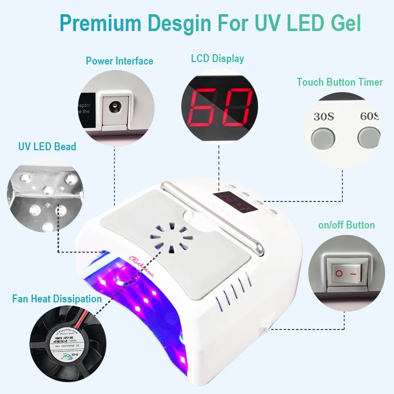 LED-UV-Gel-Härtungslampe 300W – 150 LEDs, 395+36 Produktbild-Vorschau 5