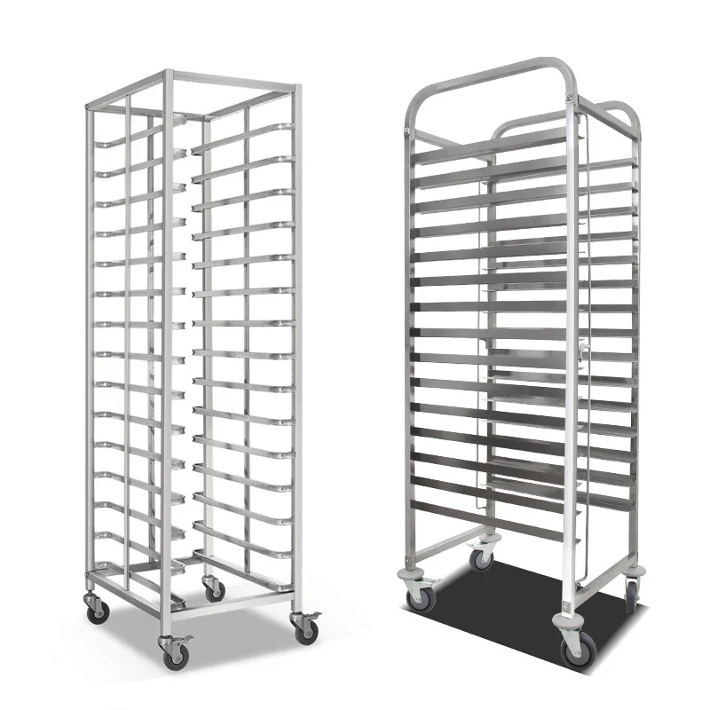 12 15 30 Tier Stainless Steel SS Tray Bread Oven Trolley Multi-Functional  Basket Rack Bakery Food Trolley Mobile Bun Pan Rack