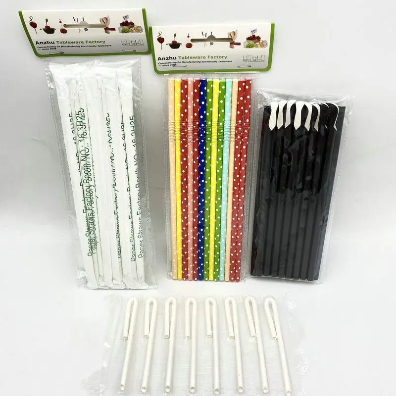 Экологически чистые трубки для напитков одноразовая Черная бумажная соломенная ложка