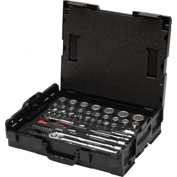 WIHA - 44685 Nut driver and bit set 1/4'' and 1/2'' in L Boxx (60 pcs.) - EAN 4010995446857 RATCHET AND SOCKET SETS 1/2"