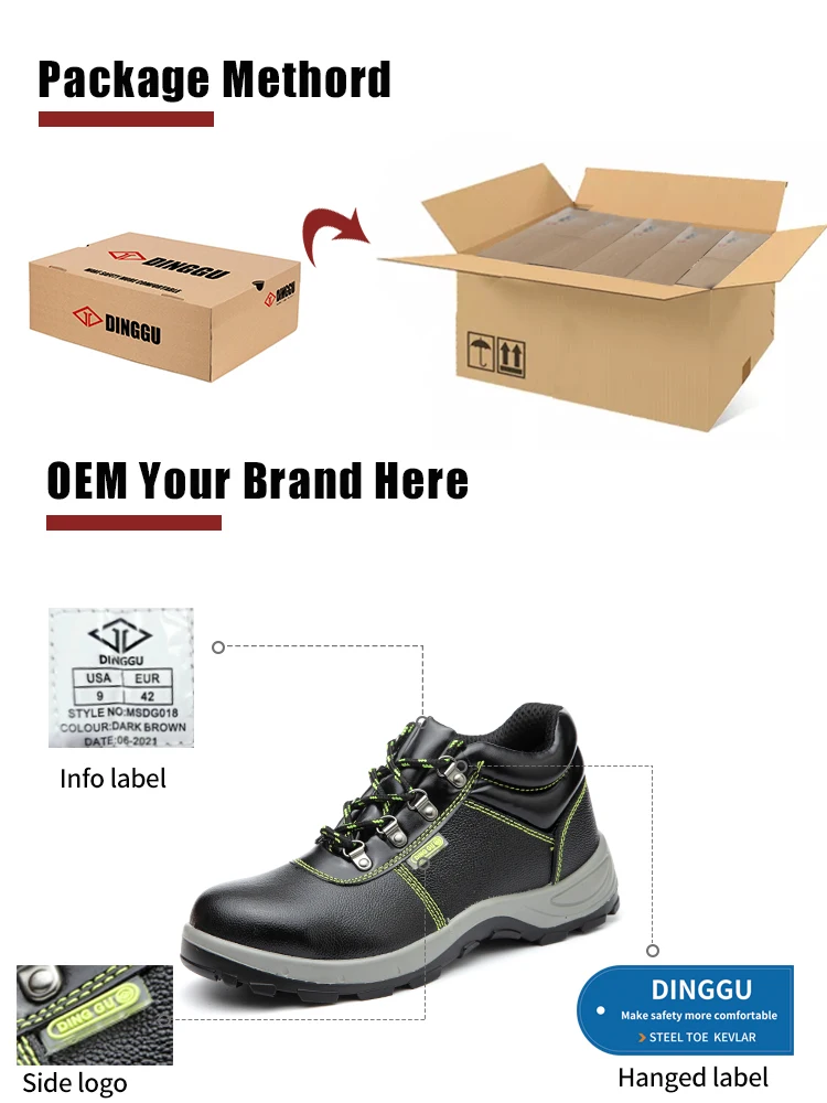 Dinggu Best Seller Slip On Safety Boots Genuine Leather Steel Toe Work