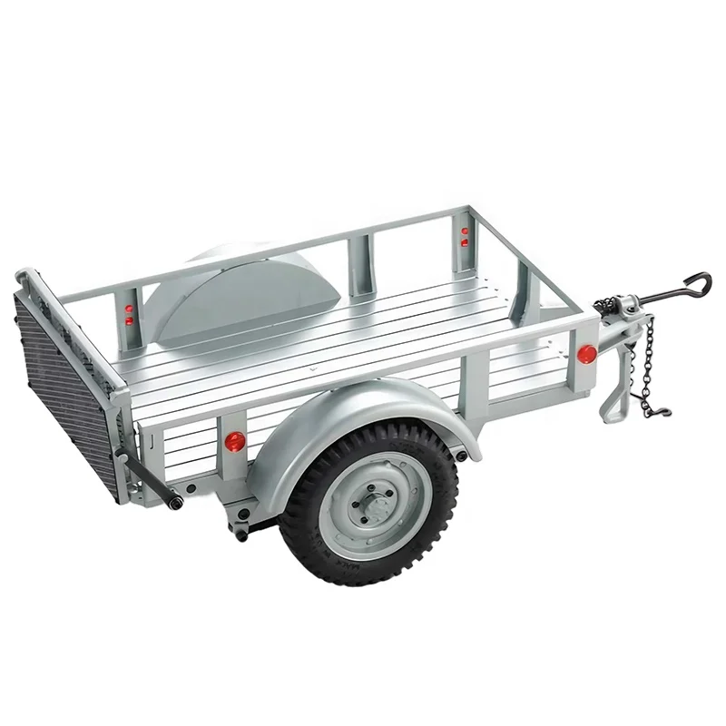 FCX18 Land Cruiser 80 Utility Trailer B Silver for RC Cars
