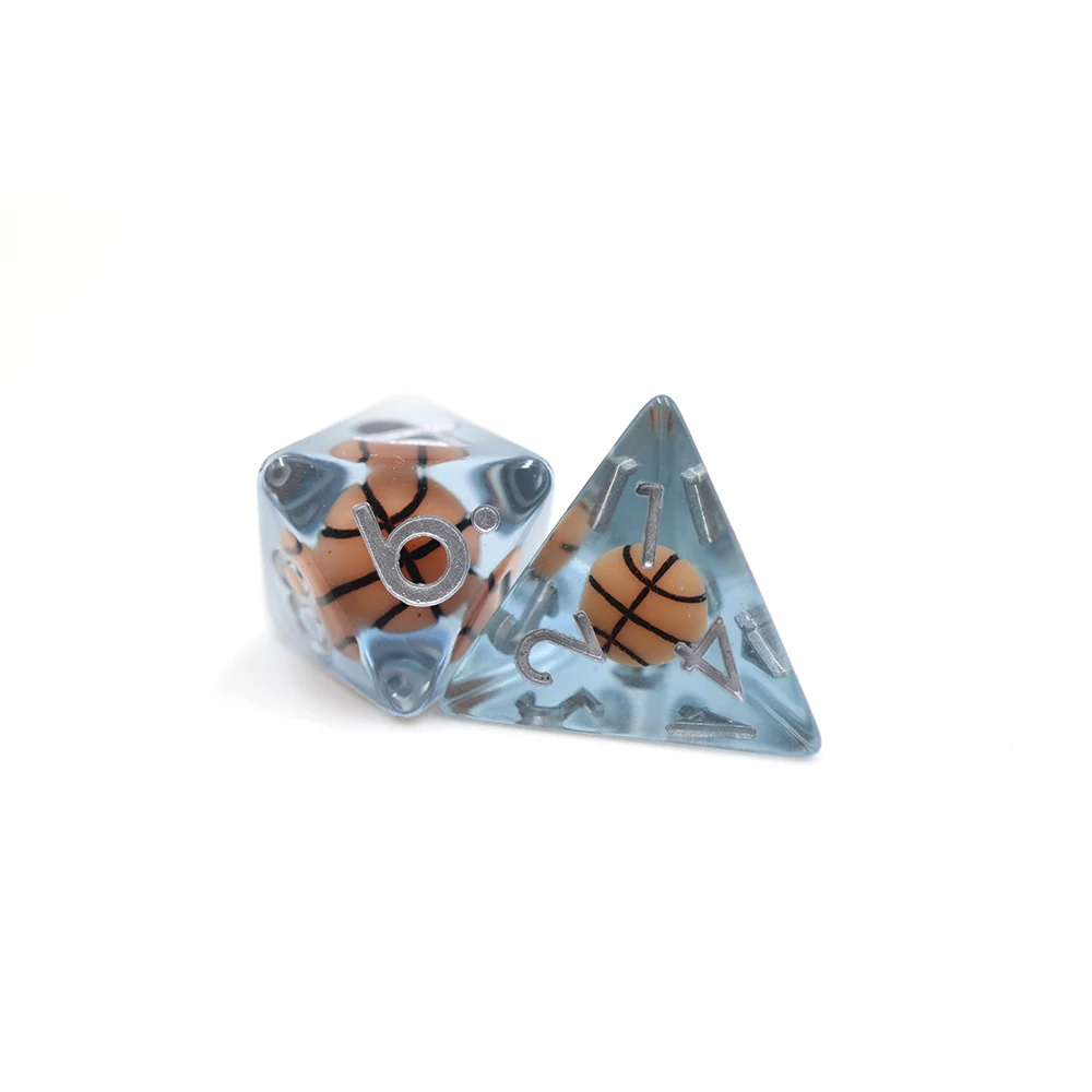 ODM OEM High Quality 7 Pcs Blue Polyhedral Dice Resin with Soft Edges for DND Game details