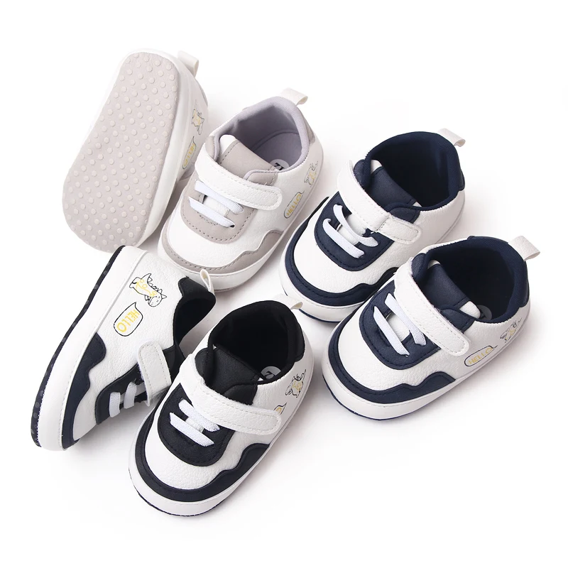 Leather Matching Color Cartoon Dinosaur Baby Soft Sole Fashion Casual Toddler Shoes manufacture