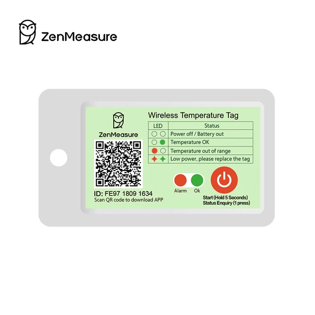 ZenMeasure Wireless Temperature Tag Bluetooth Data Logger with management on mobile APP designed as replacement of USB model