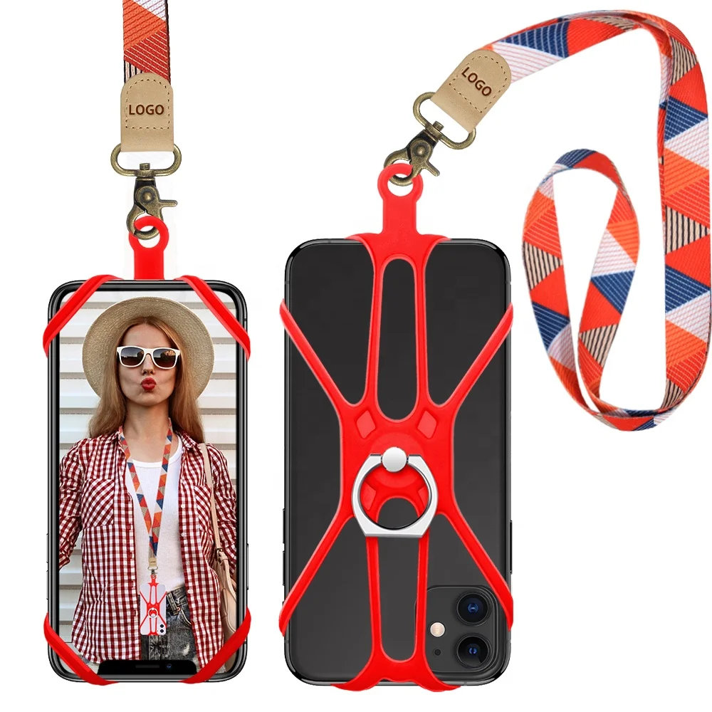 Wholesale Woven Lanyards Elastic Silicone Ribbon Cell Phone Holder Rope