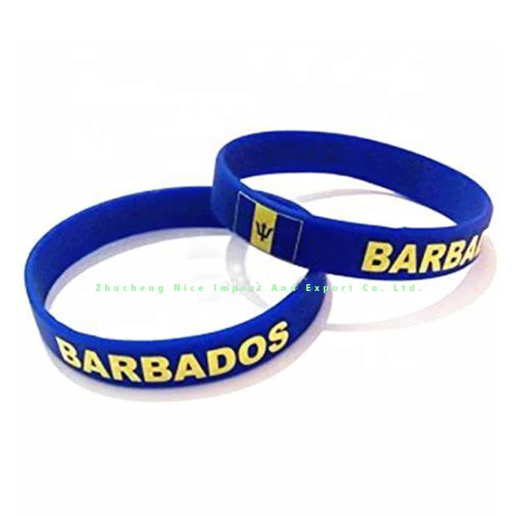 Factory Made Custom Bracelet Silicon High Quality Barbados Silicone Bracelet Wristband for Sports