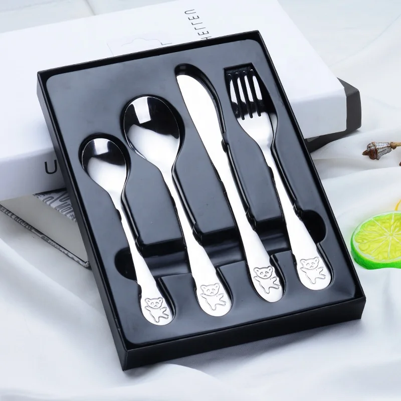 Personalised Kids Cutlery Set Stainless Steel Flatware 4pcs Set