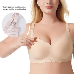 Hot Sale High Quality Jelly Wave Edge Soft Seamless One-piece Nursing Plus Size Women's Bra Adjustable Straps Maternity Bra