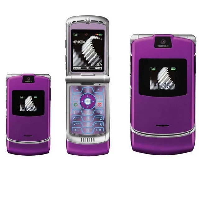 purple motorola razr flip phone