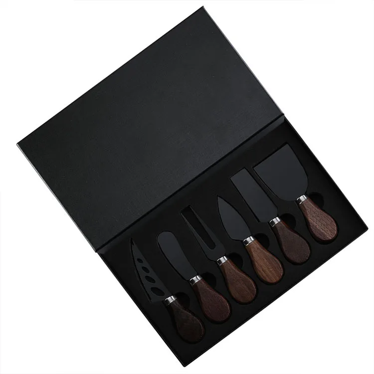 Высококачественный резак для сыра разбрасыватель масла вилки черный орех деревянная ручка Набор ножей для сыра с коробкой