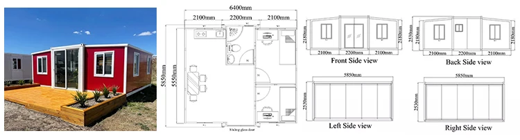 Ready Made 20Ft Prefab Expandable Folding Detachable Flat Pack Container House 3 Bedroom Light Steel Villa Folding Prefabricated Home with solar system 40Ft