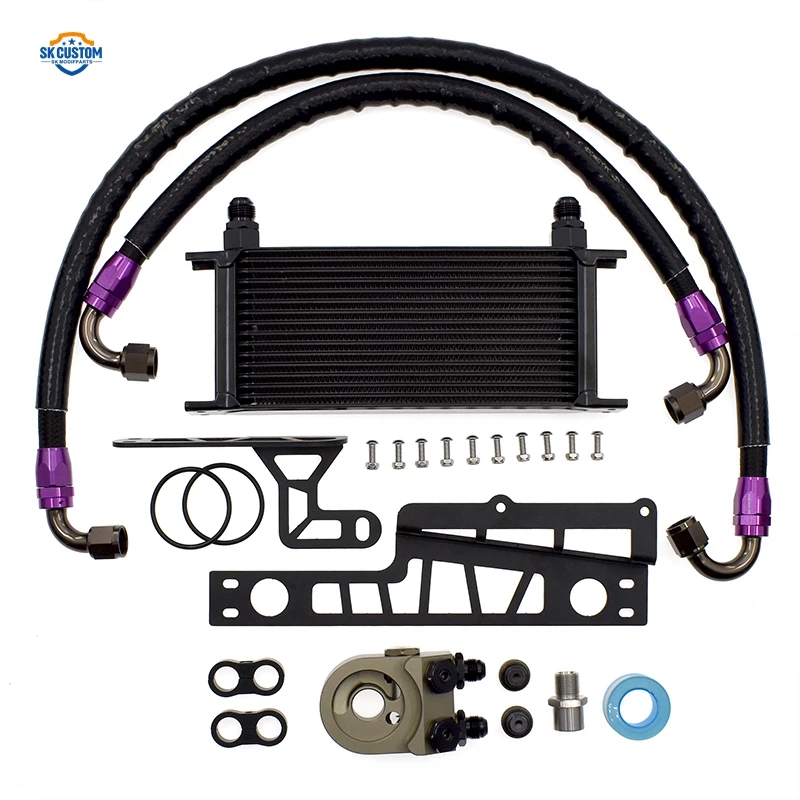 SK Custom Aluminum 16 Row Thermostat FL5 Engine Oil Cooler Kit For Honda Civic Type R Car Cooling