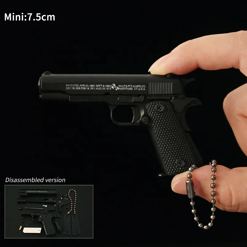 7cm Metal Toy Gun 1911 Keychains Suit Kids Adults Zinc Alloy Pistol Model Metal Toy Gun