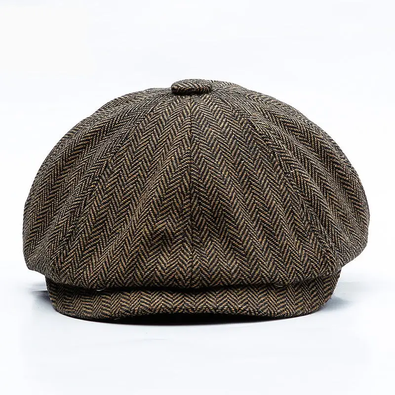 HIGHER×HARRIS TWEED HERRINGBONE BERET Wool Beret Tam - Harris Tweed - Beige Herringbone – Highland