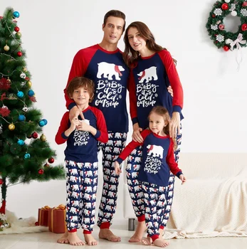 2022 new design christmas bear pajamas matching family sets, cute bear christmas pajamas kids funny sleepwear in bulk