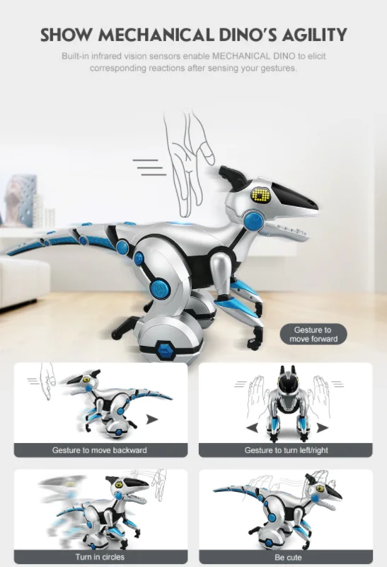 Newest Dinosaur Robot Remote Control Walking RC Robot Toy Interactive Dancing Singing Missiles Launching Intelligent Dino Robot