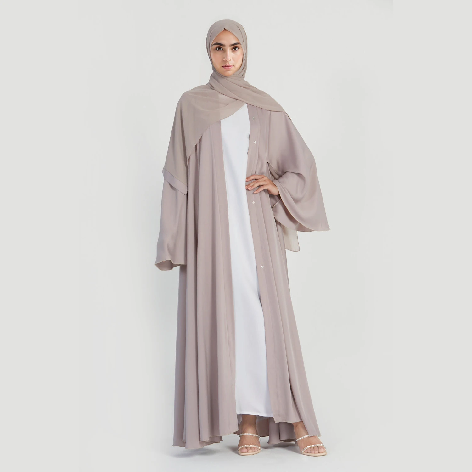 Designer Silk Abaya Dress - Elegant Modest Dress with Crystal Embroidery