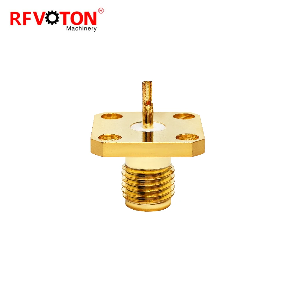 Factory Low Price Sma Female Jack Hembra 4 Hole Flange Panel Rf Coax Coaxial Connector Connecteur  Converter Copper in Stock Sma