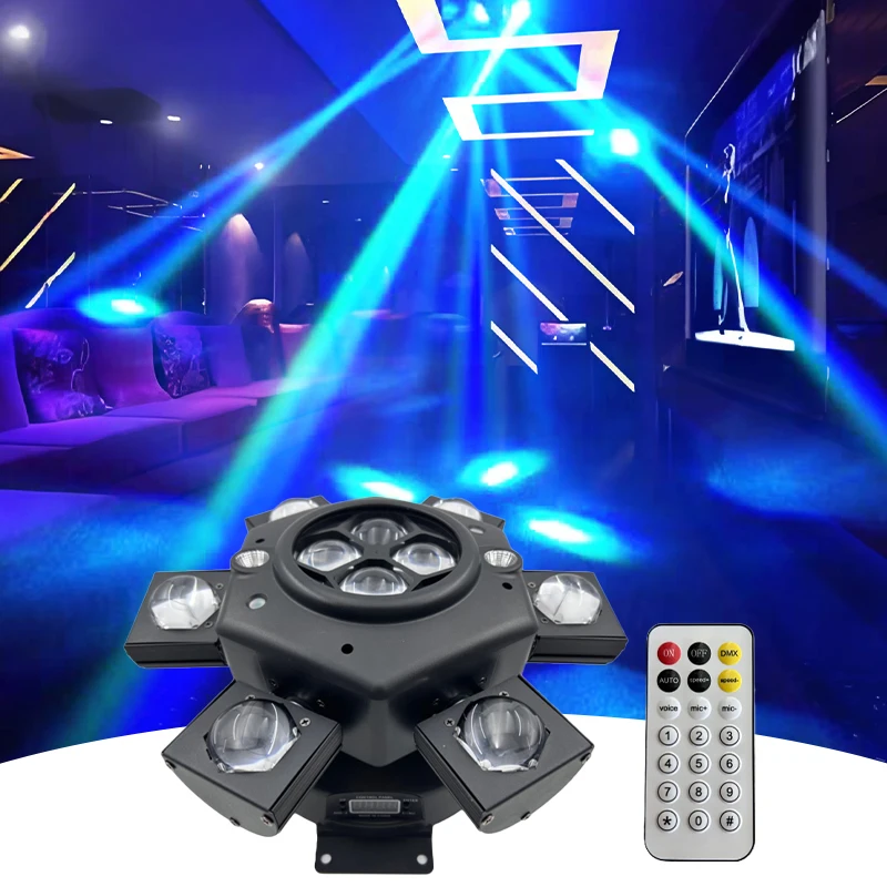 7-in-1 Moving Head DJ Lights - RGBW 6 Arm Stage Lighting With 36 Effects For Parties & Clubs