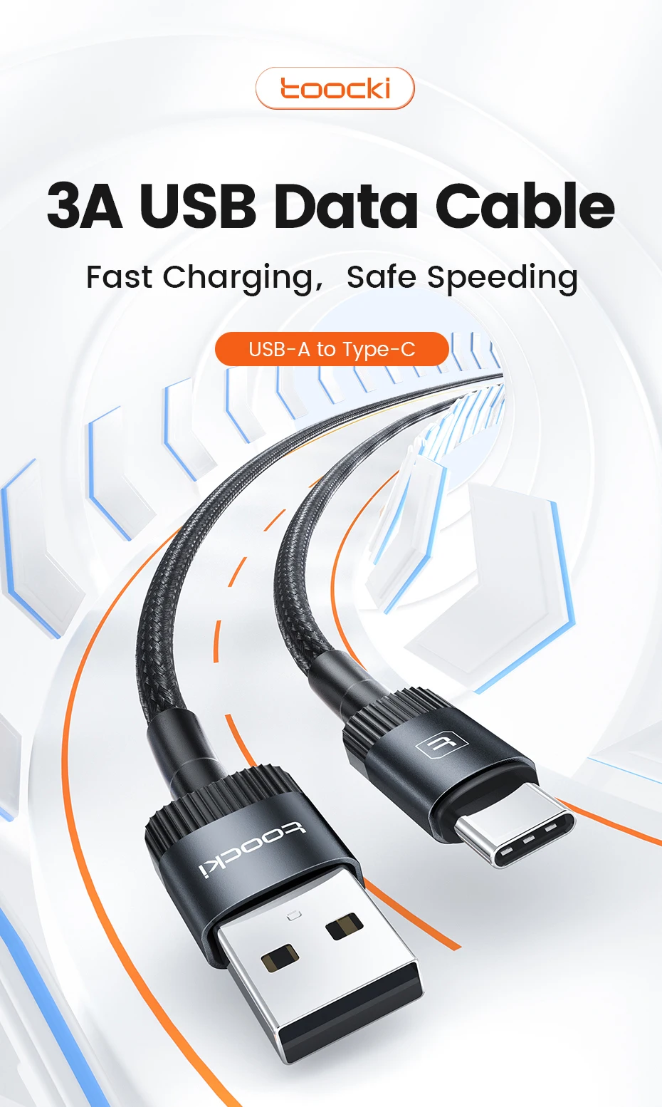 Toocki Usb C Data Cable Wire Roll 4 Core Usb Type C Cable 3a Fast