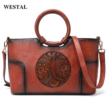 Westal Vintage Designer Embossed Totem Purse Tote Bags Top-handle ...