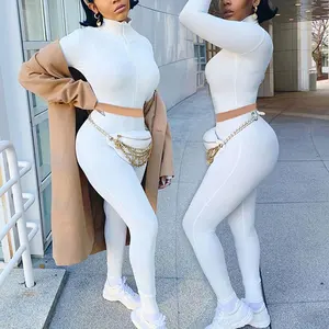 Huilil Custom Logo High Quality Slimming Yoga Bodysuits Legging Sets 2-Piece for Lounge Wear with Zipper Ribbed Outfits Short