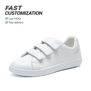 Autumn New White Velcro Casual Men's Loafers High Quality Light-Weight Leather Shoes Anti-Slip and Comfortable