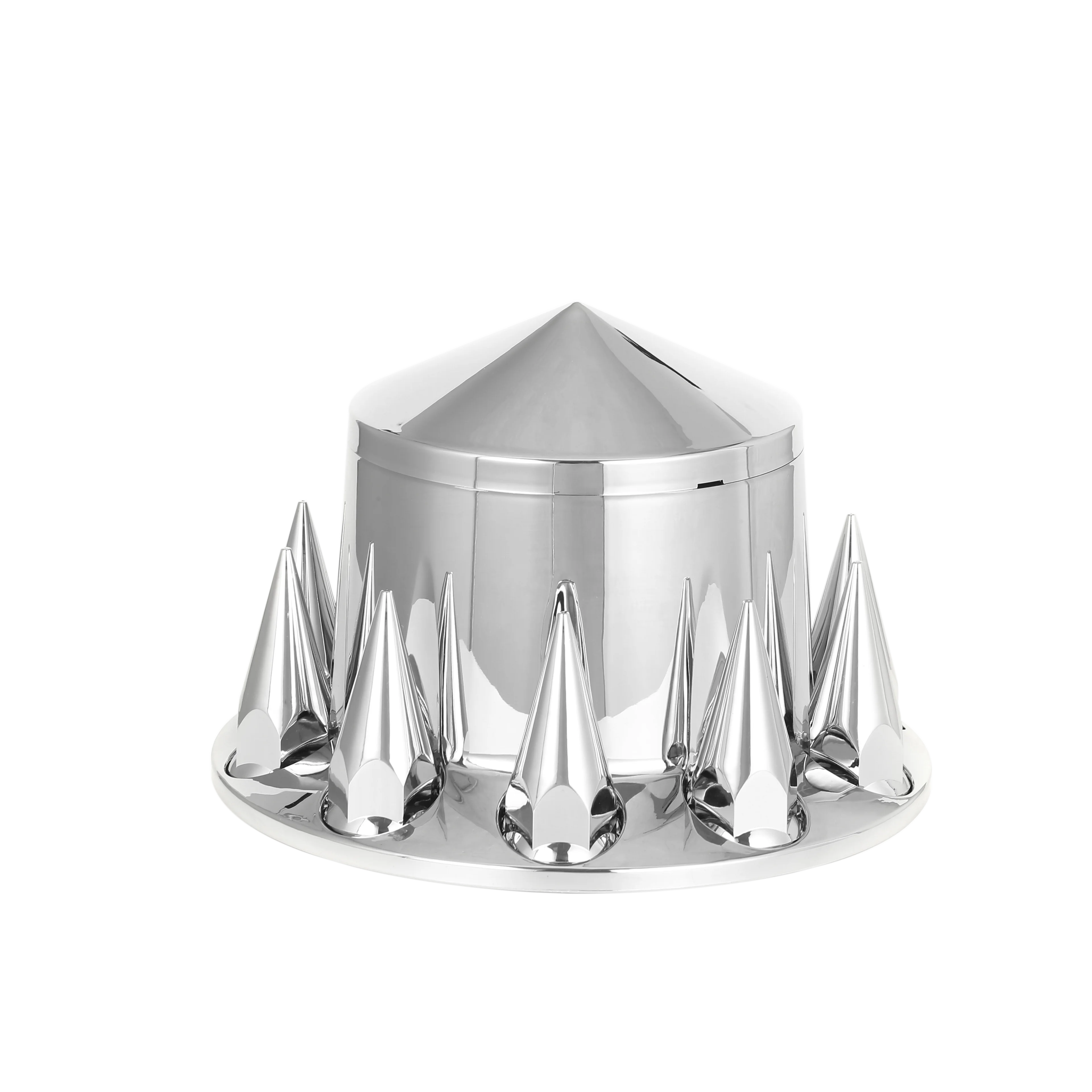 Factory Semi Truck Abs Complete Chrome Pointed Axle Cover Kits with Spiked Lug Nut Covers