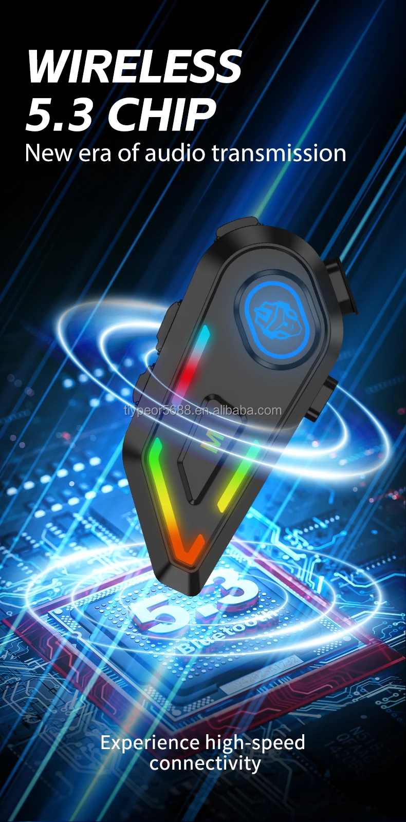 product tiypeor wireless earbuds with mic rgb light handsfree headset voice assistant intercom waterproof motorcycle helmet headphones-4