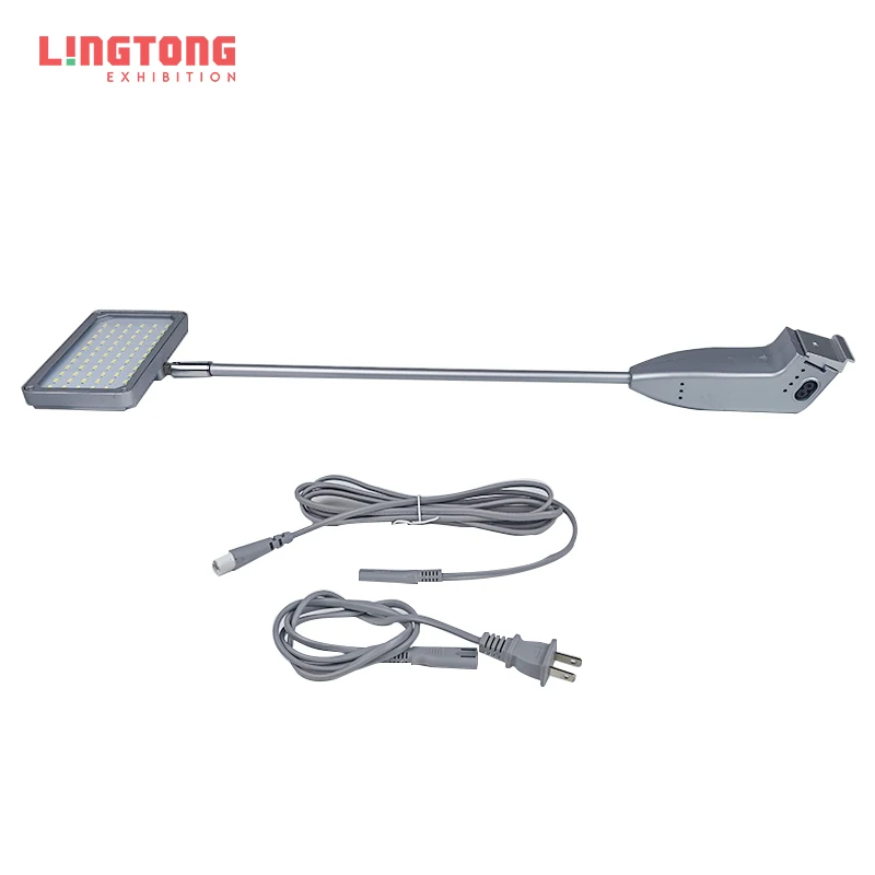 Factory Direct 30W LED Exhibition Long Arm Light Display Clip Lamp Silver/Black CE Certified Multi-Color Temperature for Shell