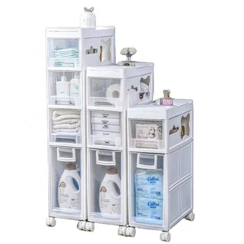 Multifunctional 4-Layer Plastic Drawer Cabinet with Wheels for Bathroom Kitchen Jewelry Storage for Living Room Use