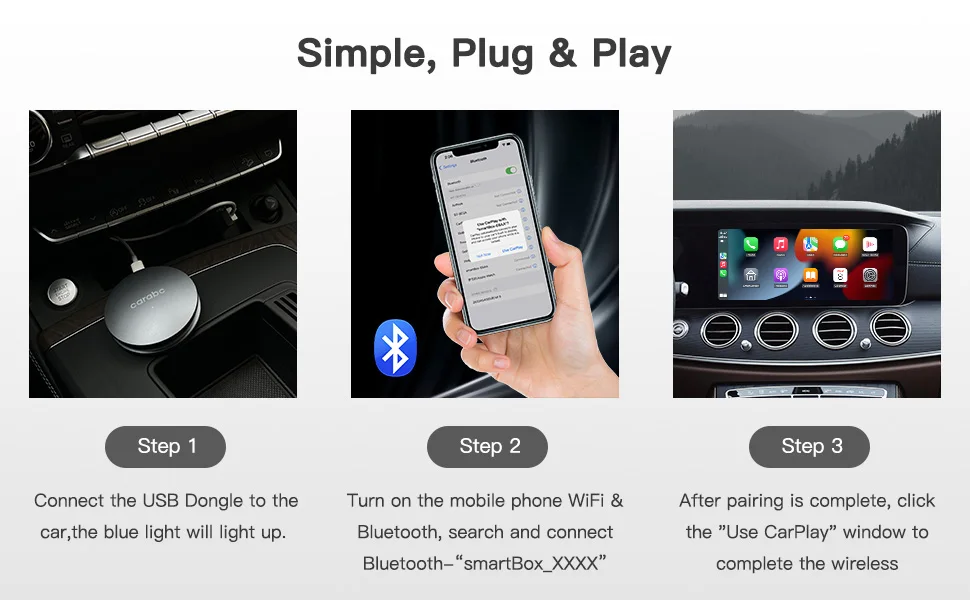 Carabc Wireless Apple Carplay Dongle For Car,Wired To Wireless Carplay