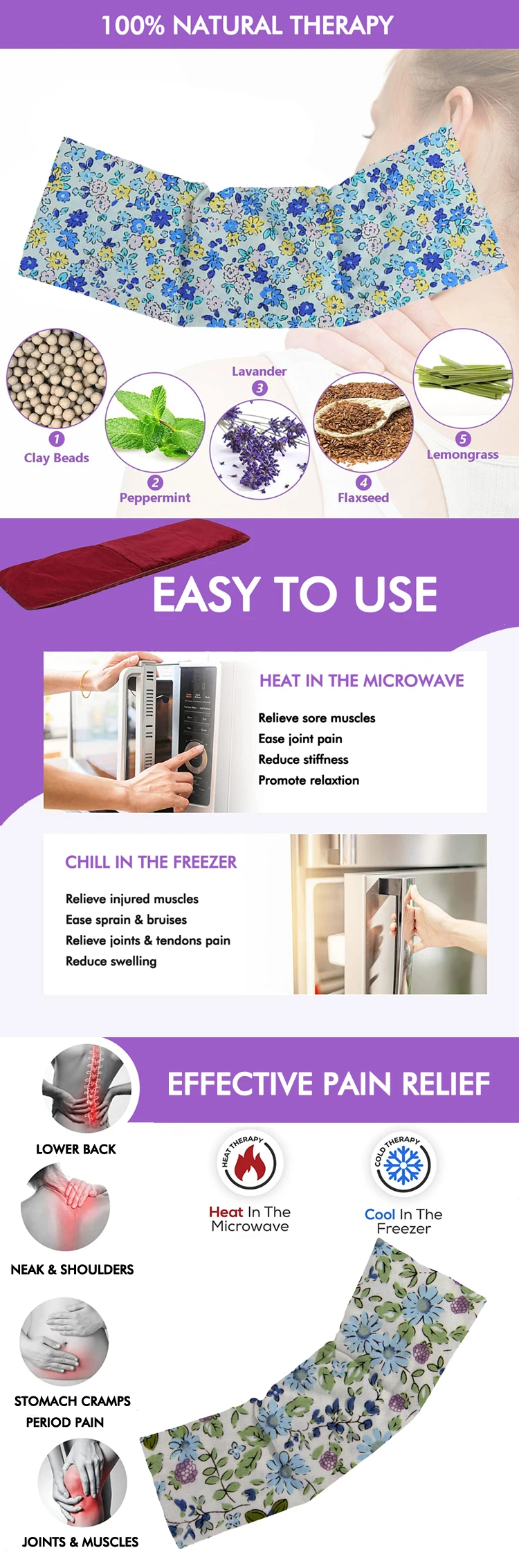 neck shoulder wraps reusable microwave magic tourmaline heat pack heat pad wheat bag for relaxing