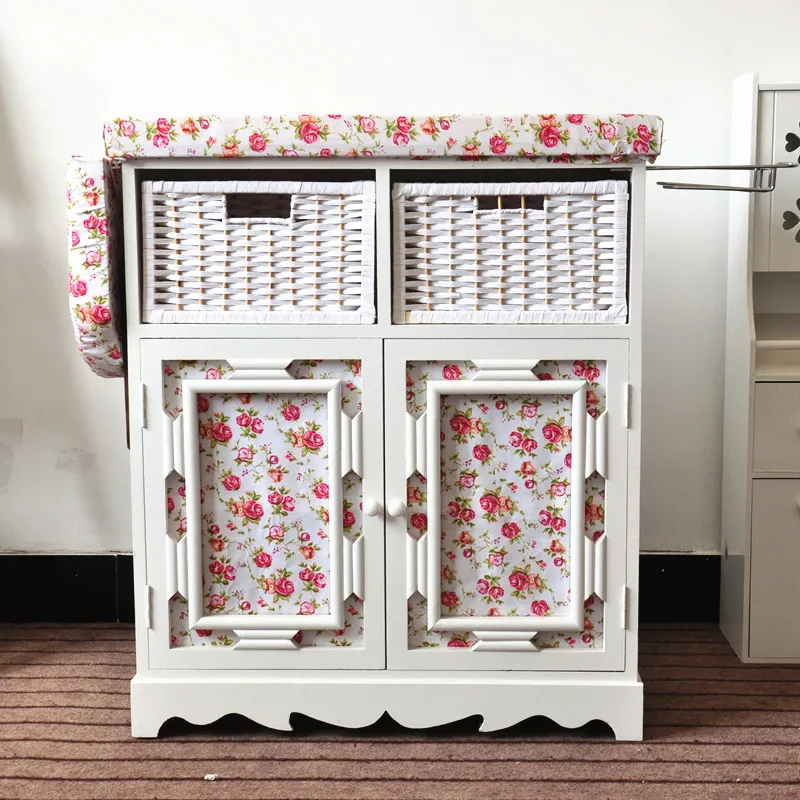 Solid Wood Ironing Board Clothes Factory Furniture Ironing Cabinet Drawer Wicker Iron Chest