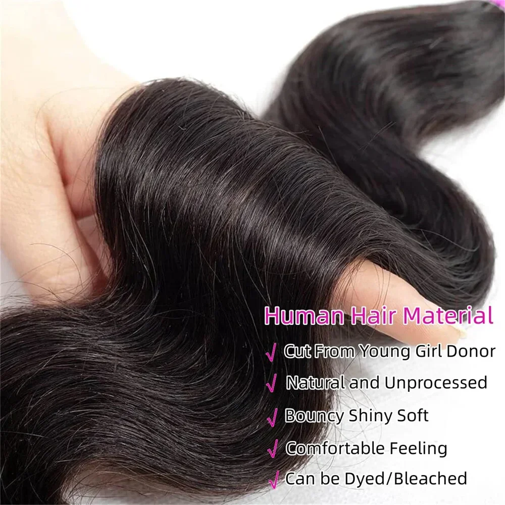 Indische Remy-Body-Wave, 71,1 cm, 76,2 cm, 78,3 cm, unbehandelt, 100 % menschliches Haar, wassergewellte Extensions, 1 3 4 Bündel, Deal für Frauen_voghion.com